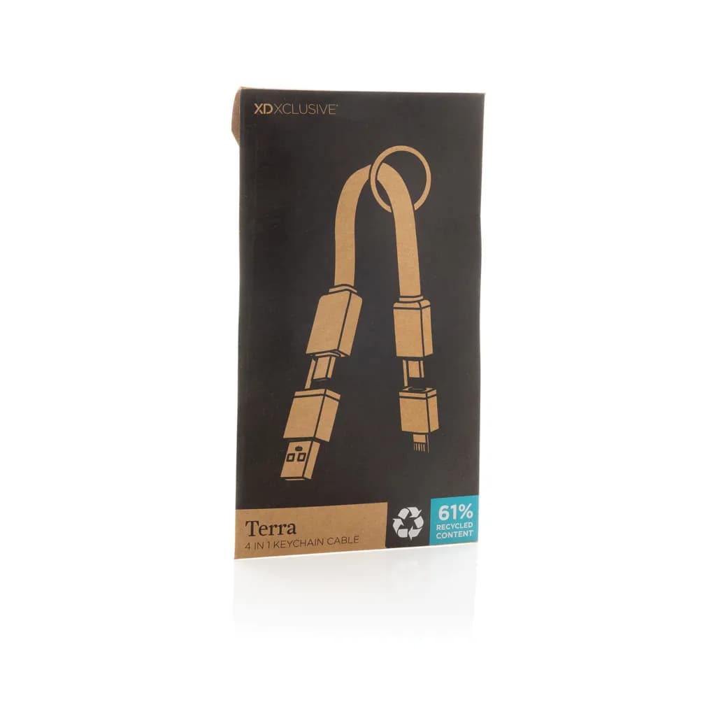 Terra 4-in-1 Schnellladekabel für den Schlüsselbund aus rAlu - grau