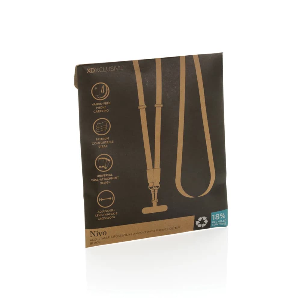 Nivo Crossbody-Handyband aus RCS recyceltem PET - schwarz