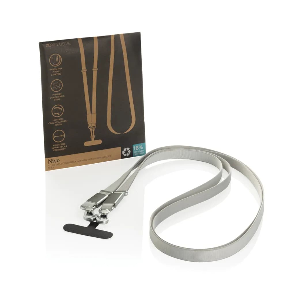 Nivo Crossbody-Handyband aus RCS recyceltem PET - grau