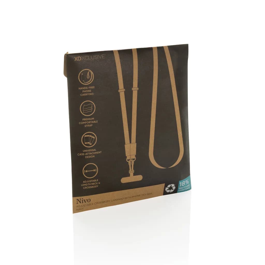 Nivo Crossbody-Handyband aus RCS recyceltem PET - navy blau