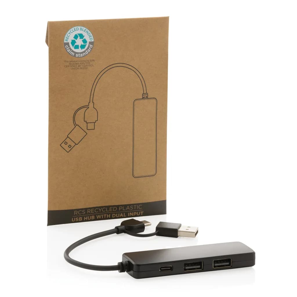 RCS recycelter USB-Hub mit Dual-Input - schwarz