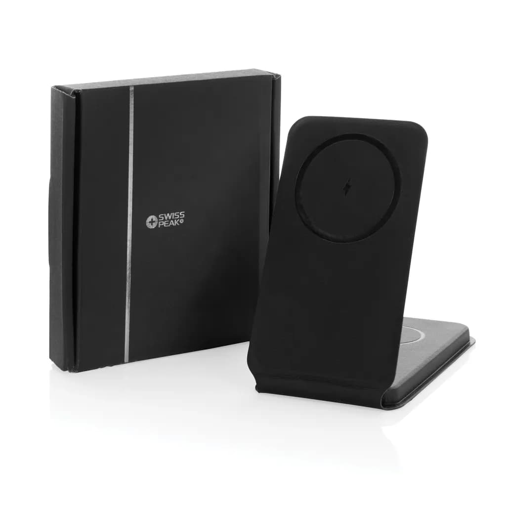 Swiss Peak 15W 3-in-1 magnetischer Wireles Charger aus rPU - schwarz