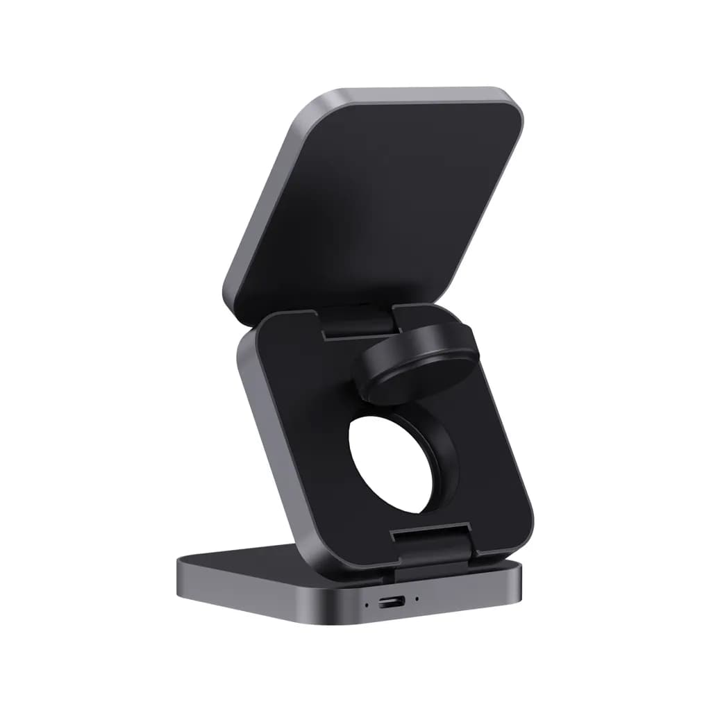 Terra faltbares 3-in-1 15W Charger aus RCS rec. Aluminium - grau