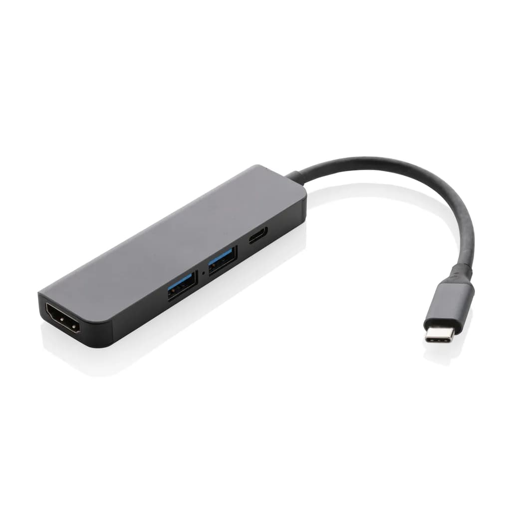 Terra Hub aus RCS recyceltem Aluminium mit HDMI-Input - grau