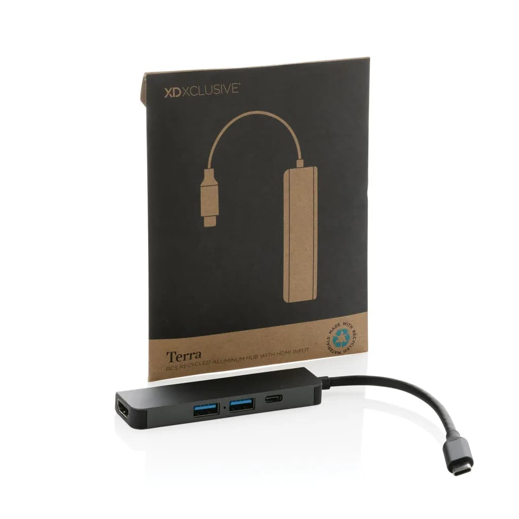 Terra Hub aus RCS recyceltem Aluminium mit HDMI-Input - grau