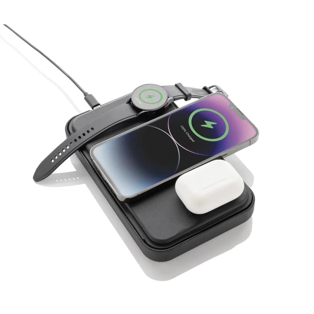 Swiss Peak Travel-Case aus RCS rec. PU mit 3-in-1-Charger - schwarz