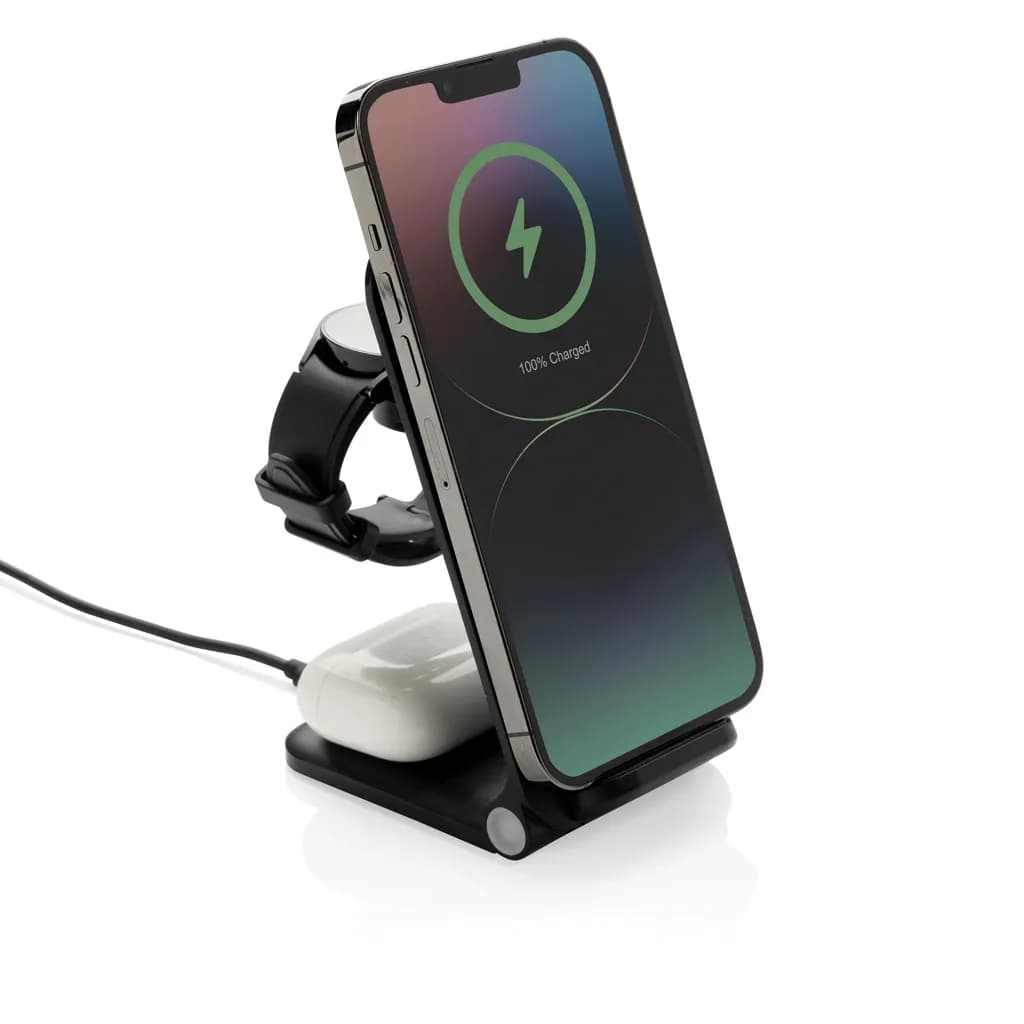 Powerpal 3-in-1 15W-Ladegerät aus RCS recyceltem Kunststoff - schwarz