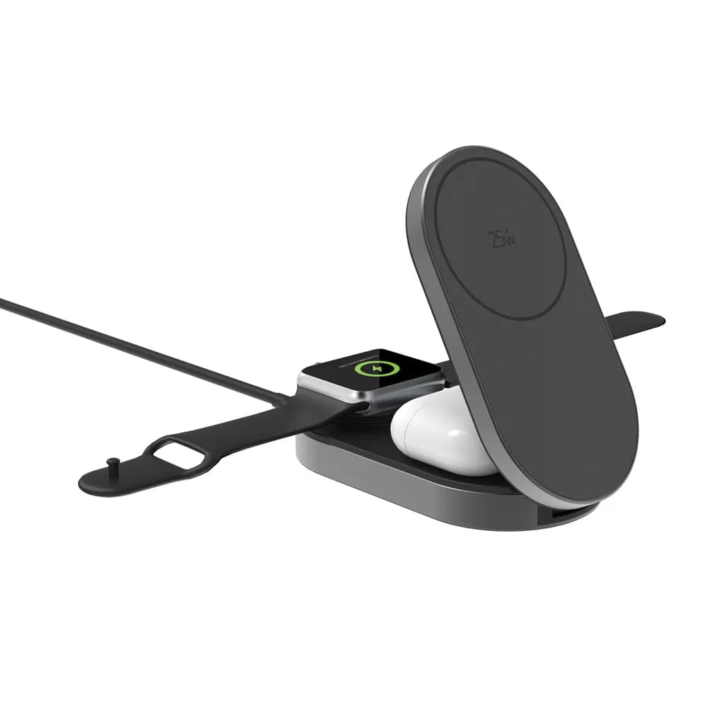 Quantum Ultra-Fast 3-in-1 25W faltbarer Wireless Charger - grau