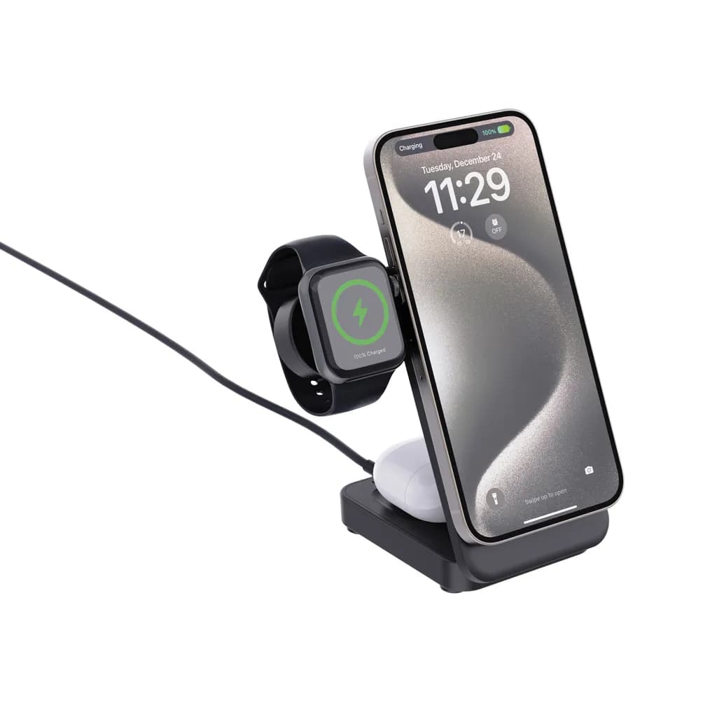 Urban Vitamin Arcadia 15W 3in1 Magnet-Charger aus RCS rABS - schwarz