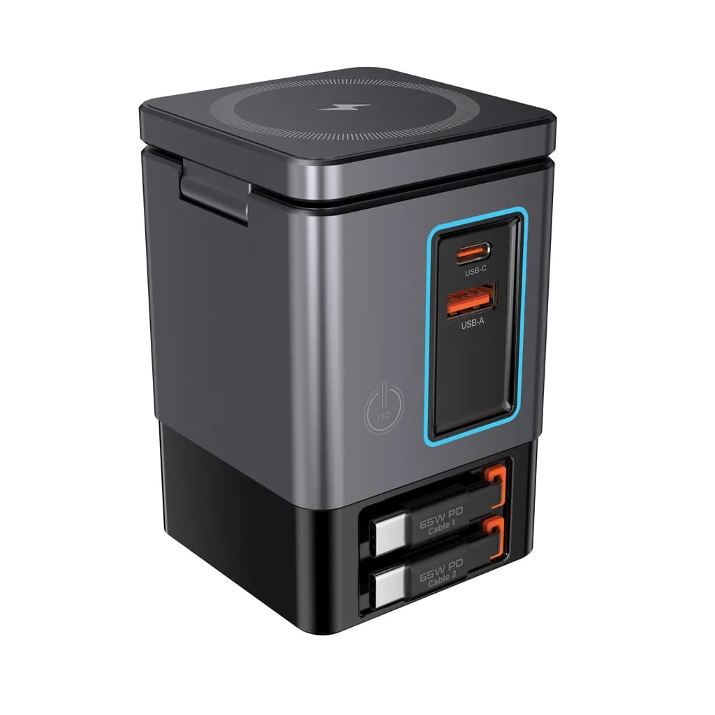 Urban Vitamin Sacramento 105W GaN Charger mit einz. Kabeln - grau