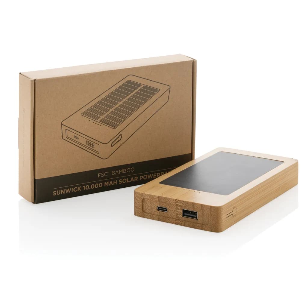 Sunwick 10.000mah Bambus Solar Powerbank - braun