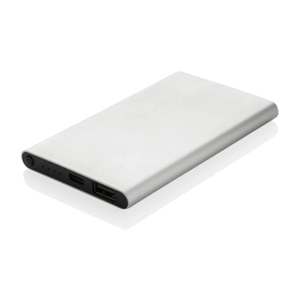 4.000mAh Type-C Powerbank aus RCS recyeltem ABS & Aluminium - silber