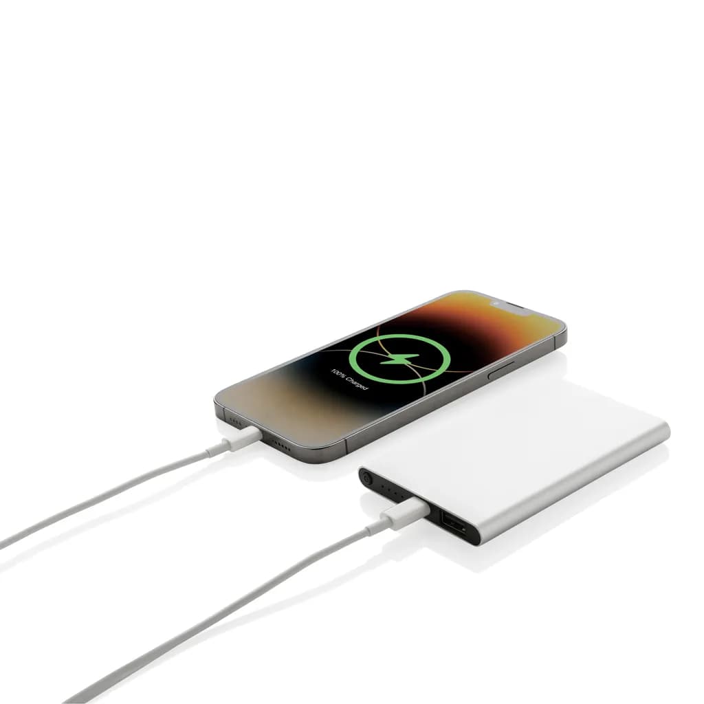 4.000mAh Type-C Powerbank aus RCS recyeltem ABS & Aluminium - silber