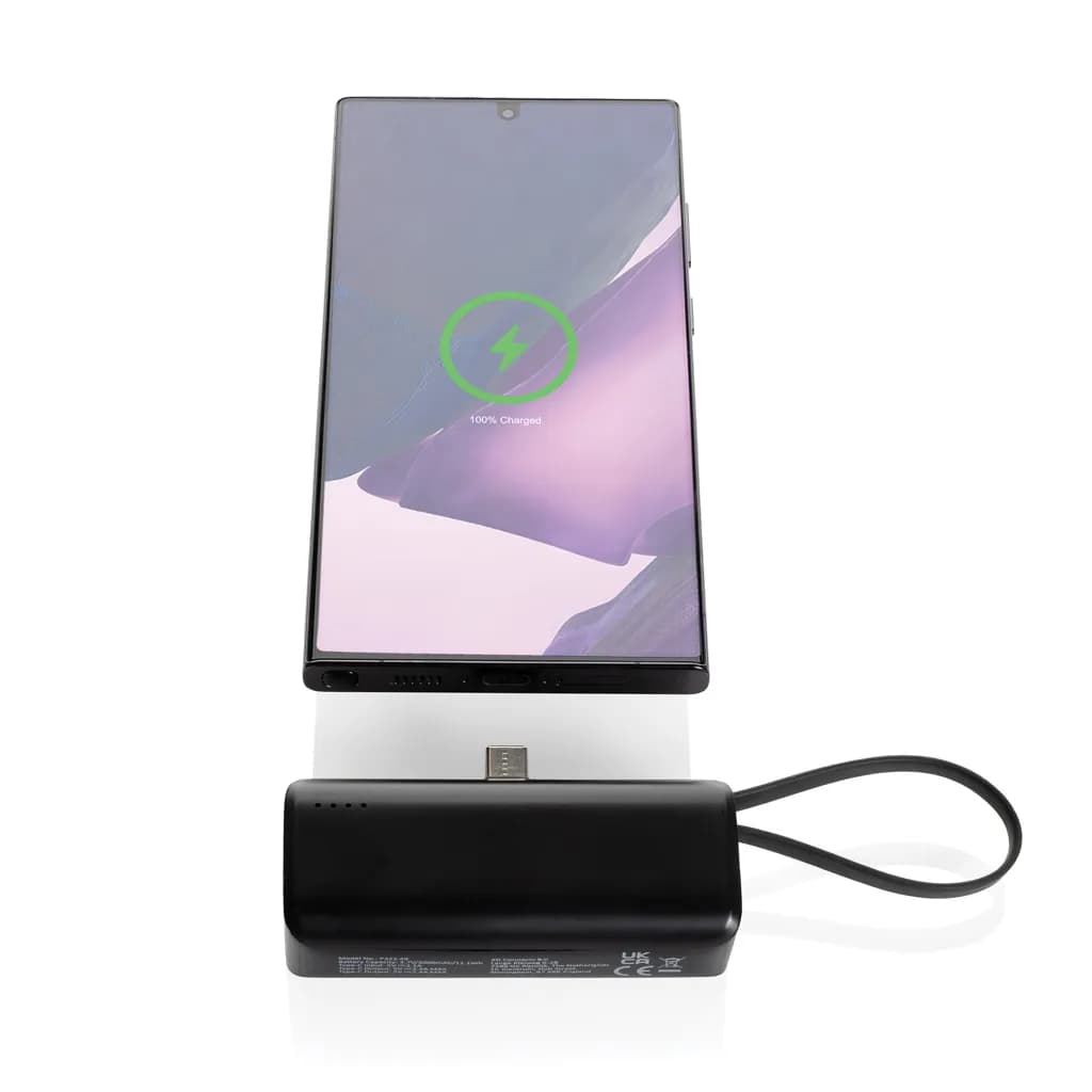 Powerlink 3000mah Powerbank aus RCS rPlastic mit USB-C Kabel - schwarz