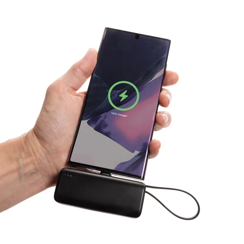 Powerlink 3000mah Powerbank aus RCS rPlastic mit USB-C Kabel - schwarz