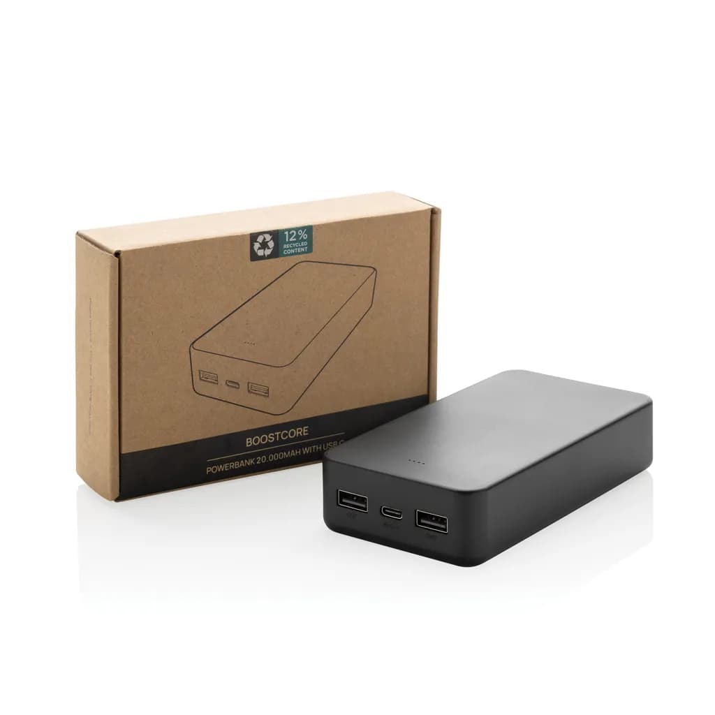 Boostcore 20.000mAh Powerbank aus RCS rec. Kunststoff - schwarz