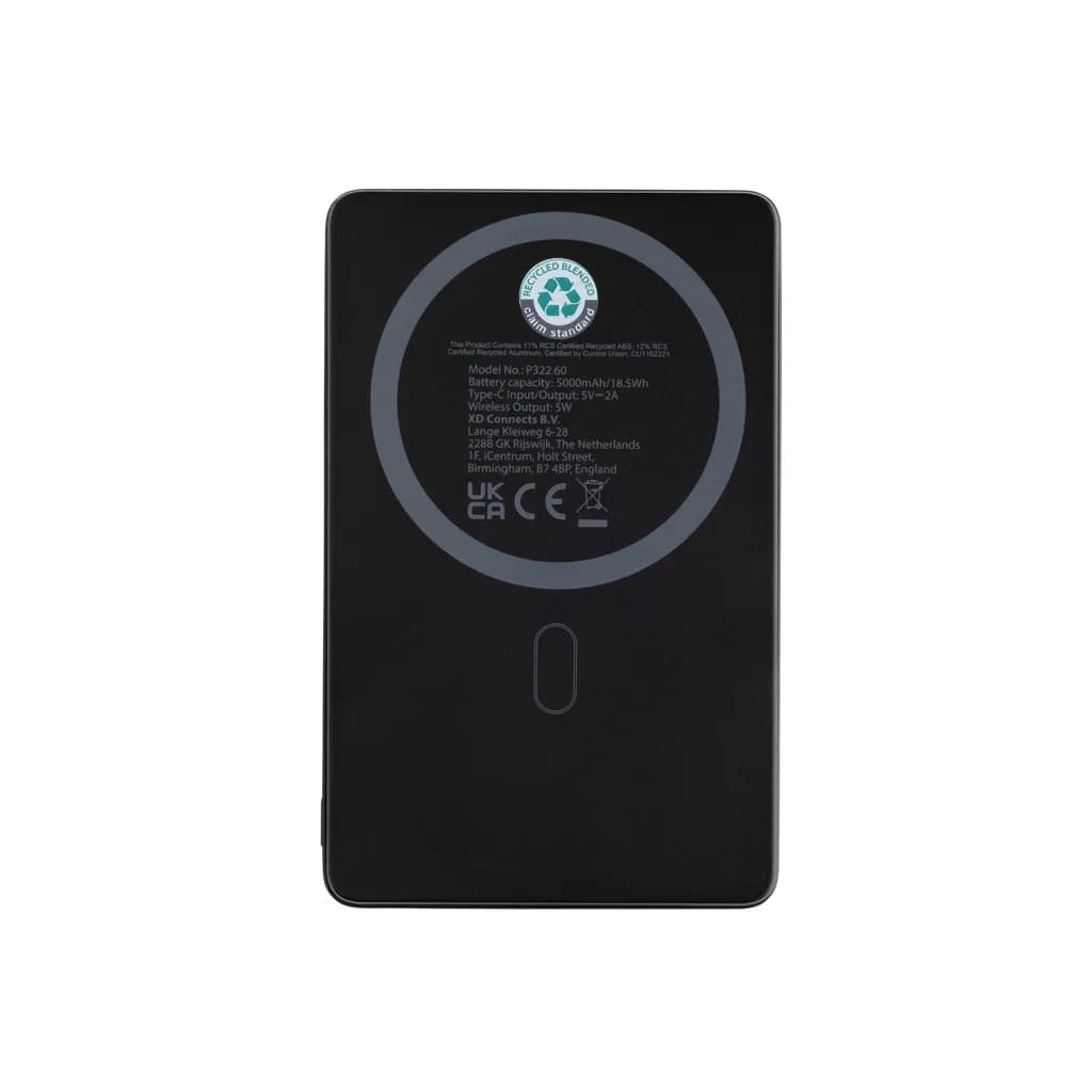 Orion 5.000mAh 5W magnetische Powerbank aus RCS rec. Alu - schwarz