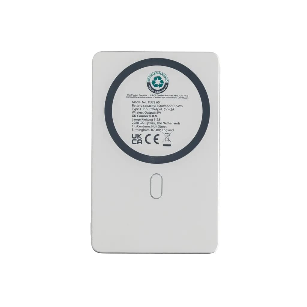 Orion 5.000mAh 5W magnetische Powerbank aus RCS rec. Alu - silber