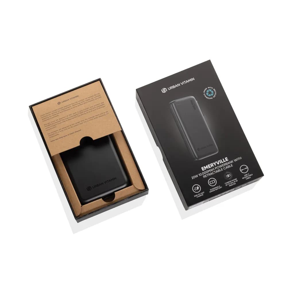 Urban Vitamin Emeryville 20W 10.000 mAh Powerbank - schwarz