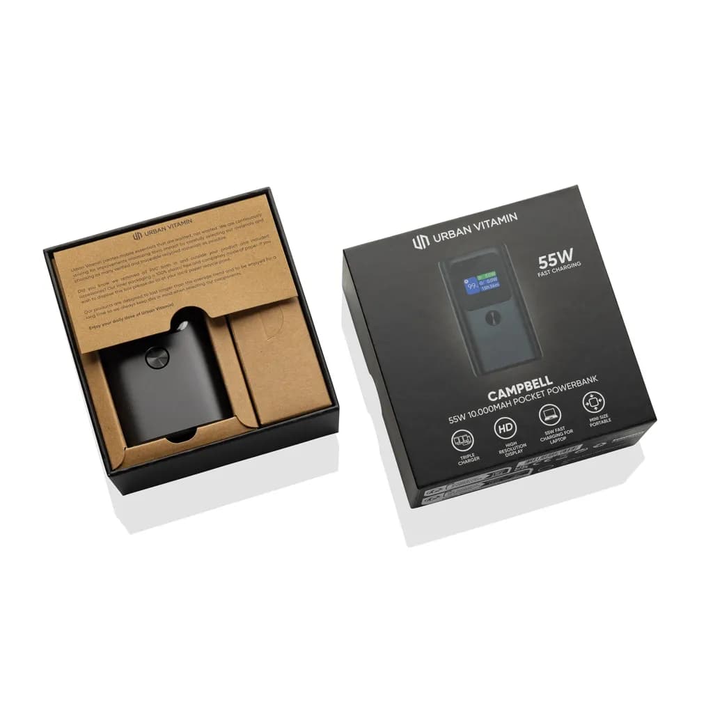 Urban Vitamin Campbell 55W 10.000mAh Pocket-Powerbank - grau