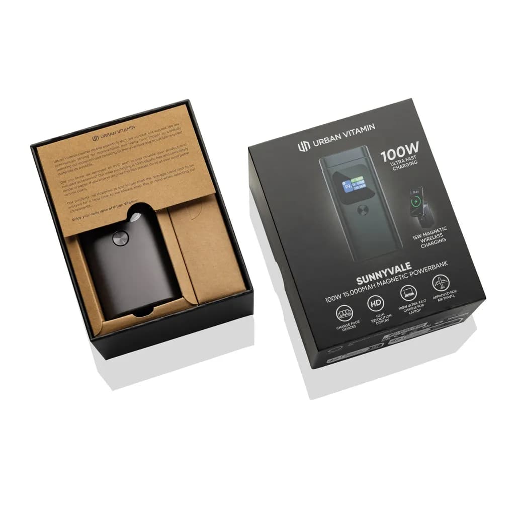 Urban Vitamin Sunnyvale 100W 15.000mAh magnetische Powerbank - grau