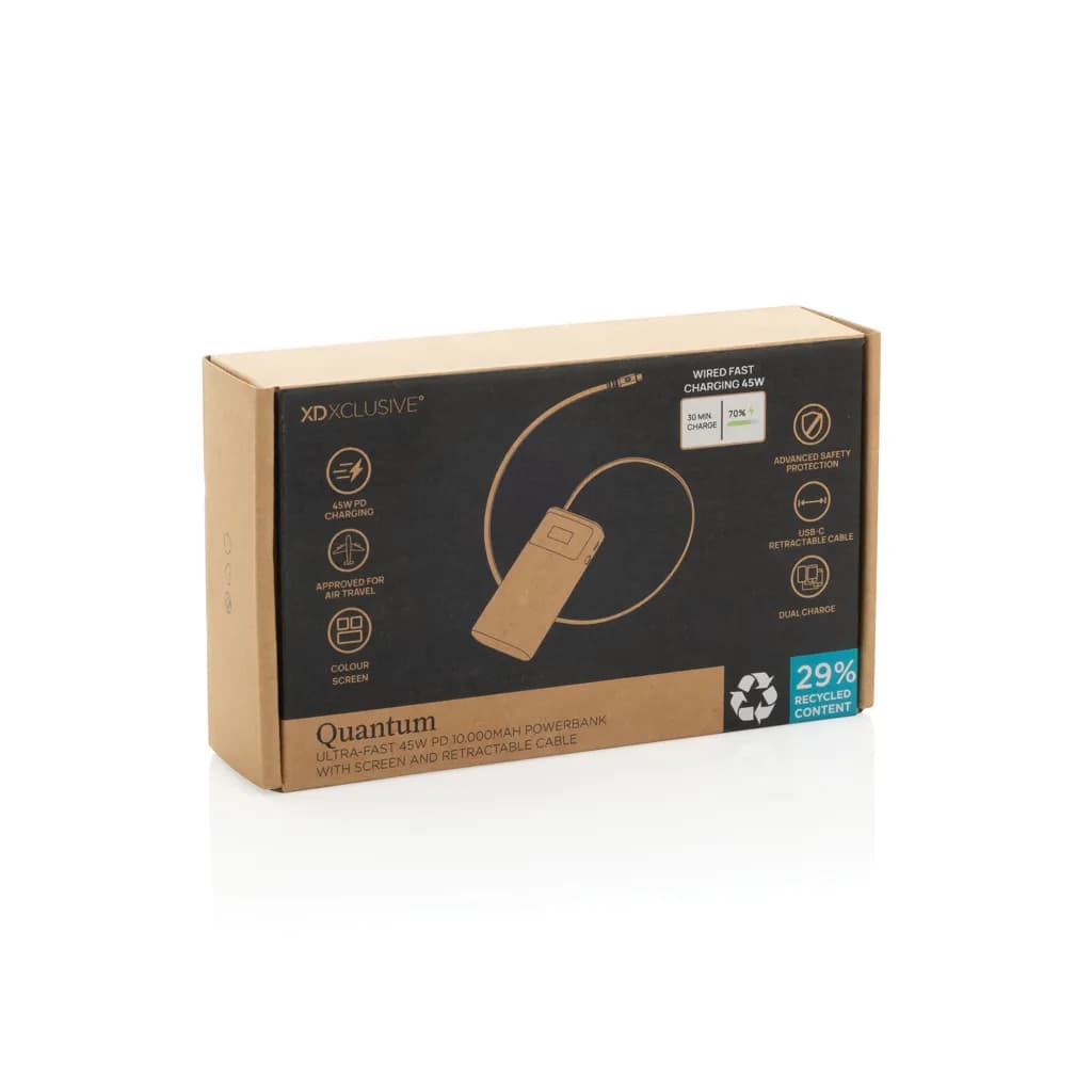 Quantum RCS Ultra-Fast 45W 10.000mAh Powerbank mit Display - grau