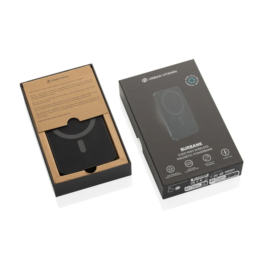 Urban Vitamin Burbank 3000mAh Powerbank aus RCS Plastik/Alu - schwarz