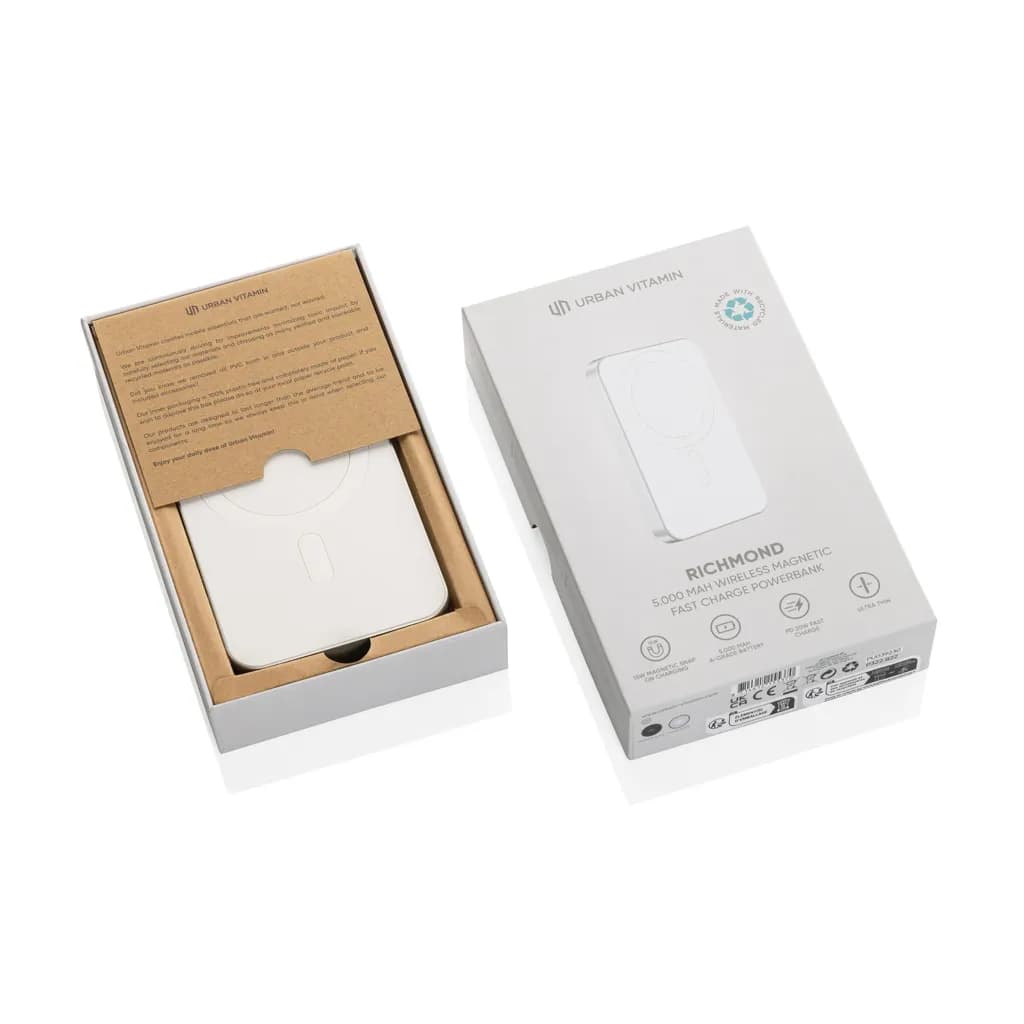 Urban Vitamin Richmond 5000mAh Powerbank aus RCS Plastik/Alu - silber