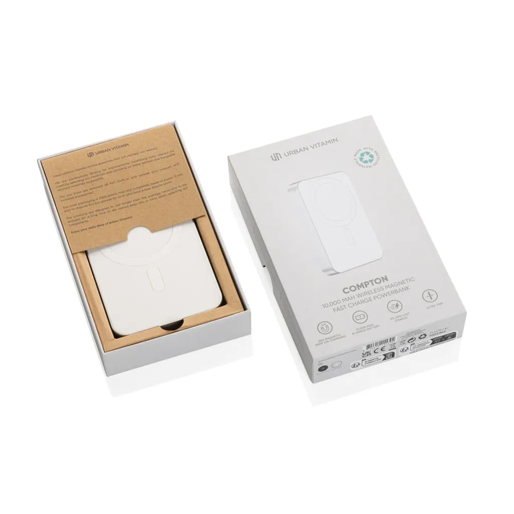 Urban Vitamin Compton 10000mAh Powerbank aus RCS Plastik/Alu - silber