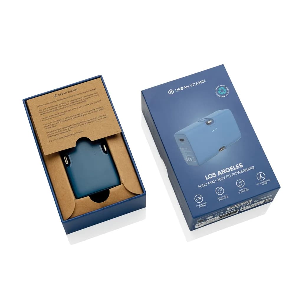 Urban Vitamin Los Angeles 20W Powerbank aus RCS rec. Plastik - blau