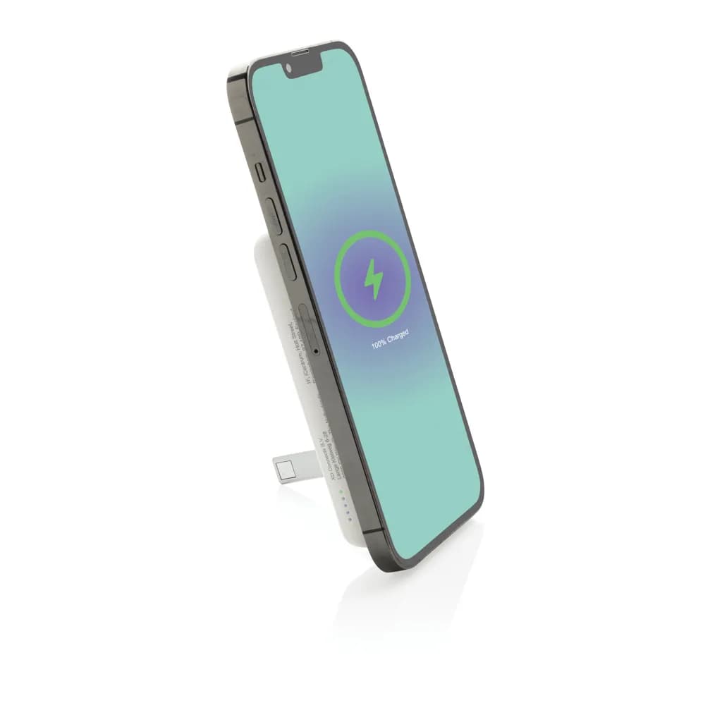 Zen 5000mAh 5W magnetische Bambus-Powerbank aus RCS rPlastik - weiß