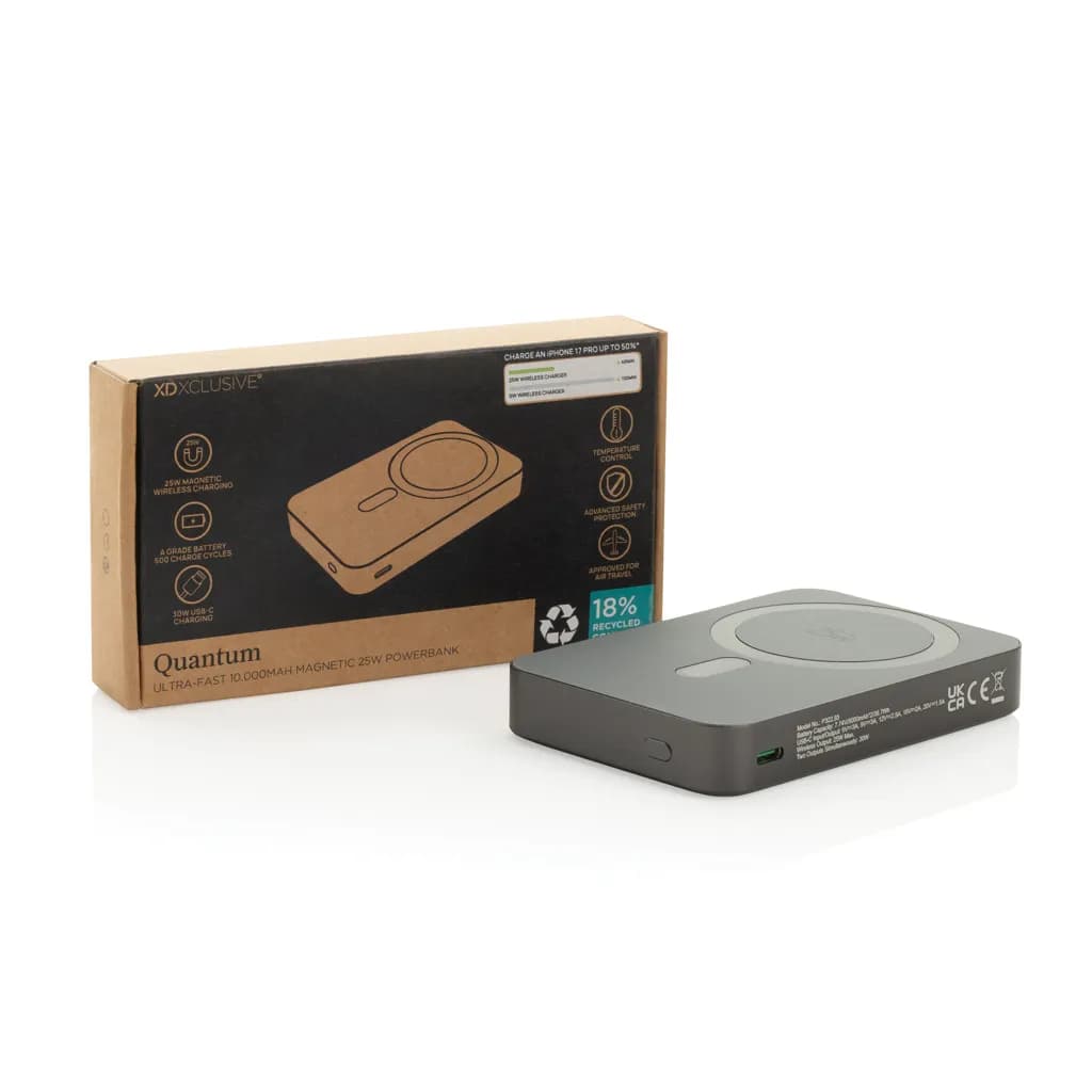 Quantum RCS Ultra-Fast 25W 10.000mAh magnetische Powerbank - grau
