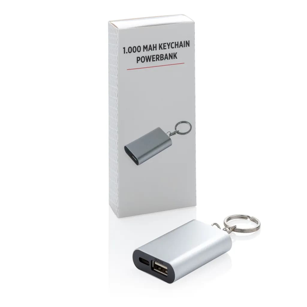 1.000 mAh Schlüsselanhänger Powerbank - silber
