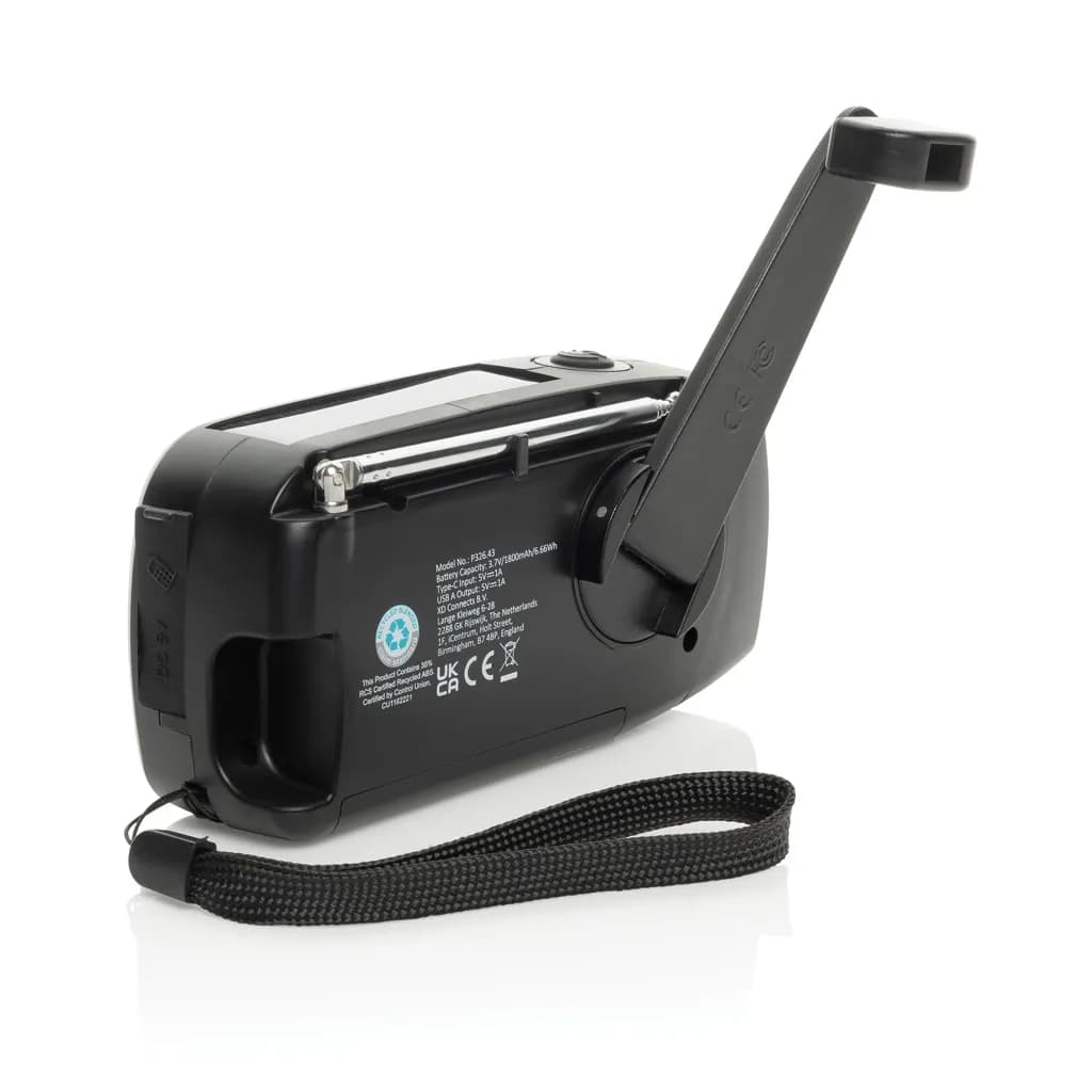 RescueWave Notfallradio aus RCS recyceltem Kunststoff - schwarz