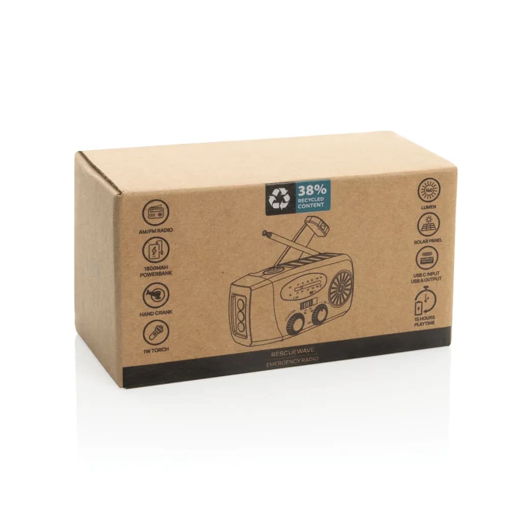 RescueWave Notfallradio aus RCS recyceltem Kunststoff - schwarz