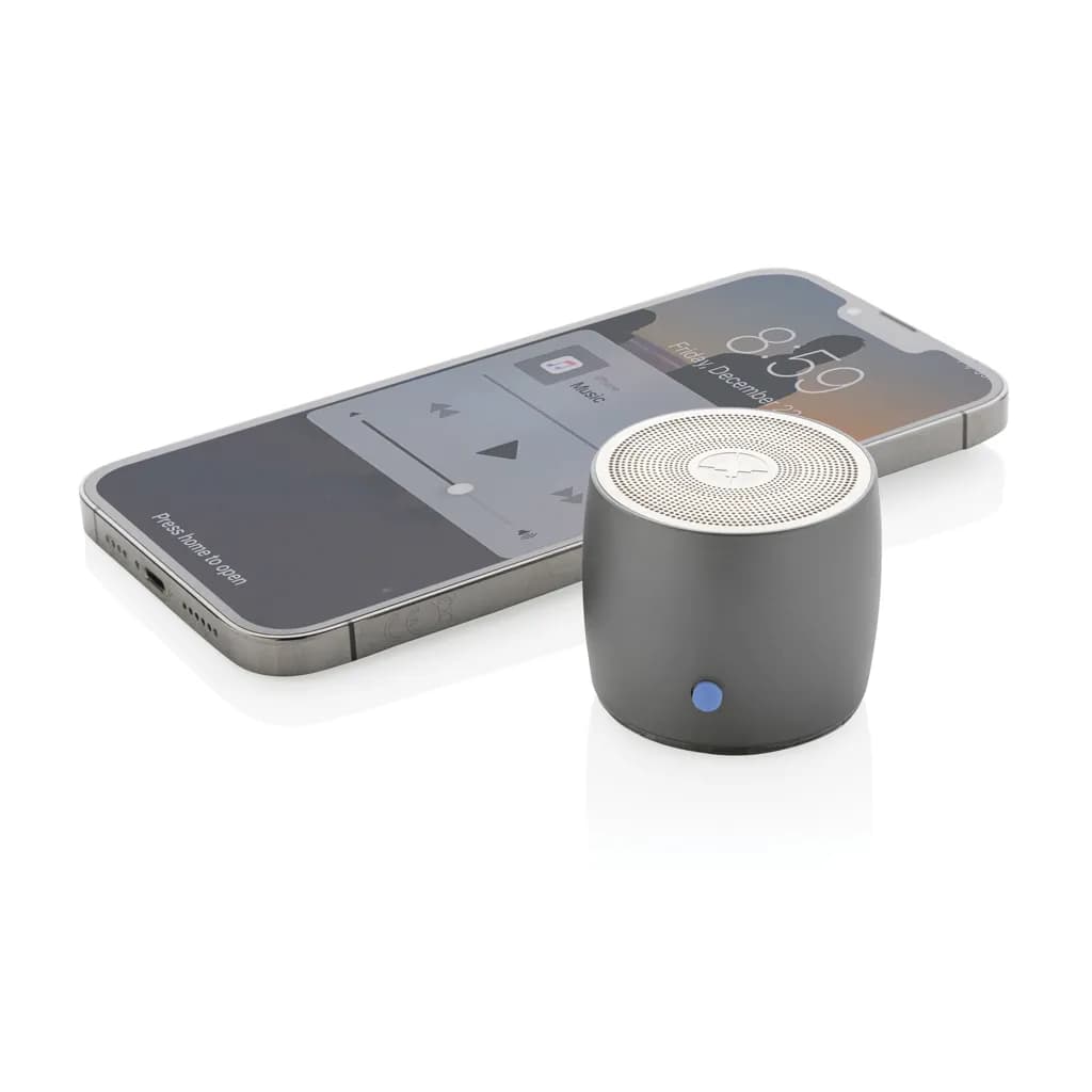 Swiss Peak 3W Basslautsprecher aus RCS recyceltem Aluminium - grau