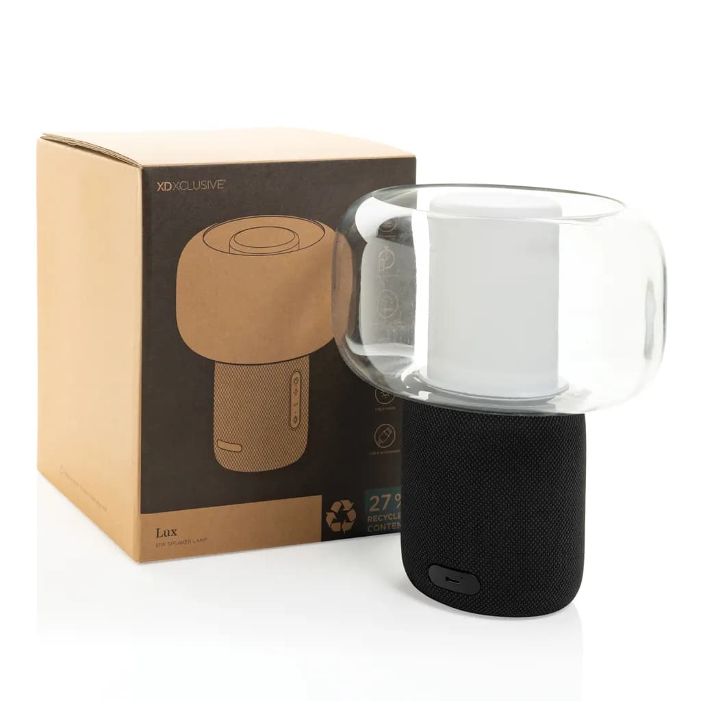 Lux 10W Lautsprecherlampe aus RCS recyceltem Kunststoff - schwarz