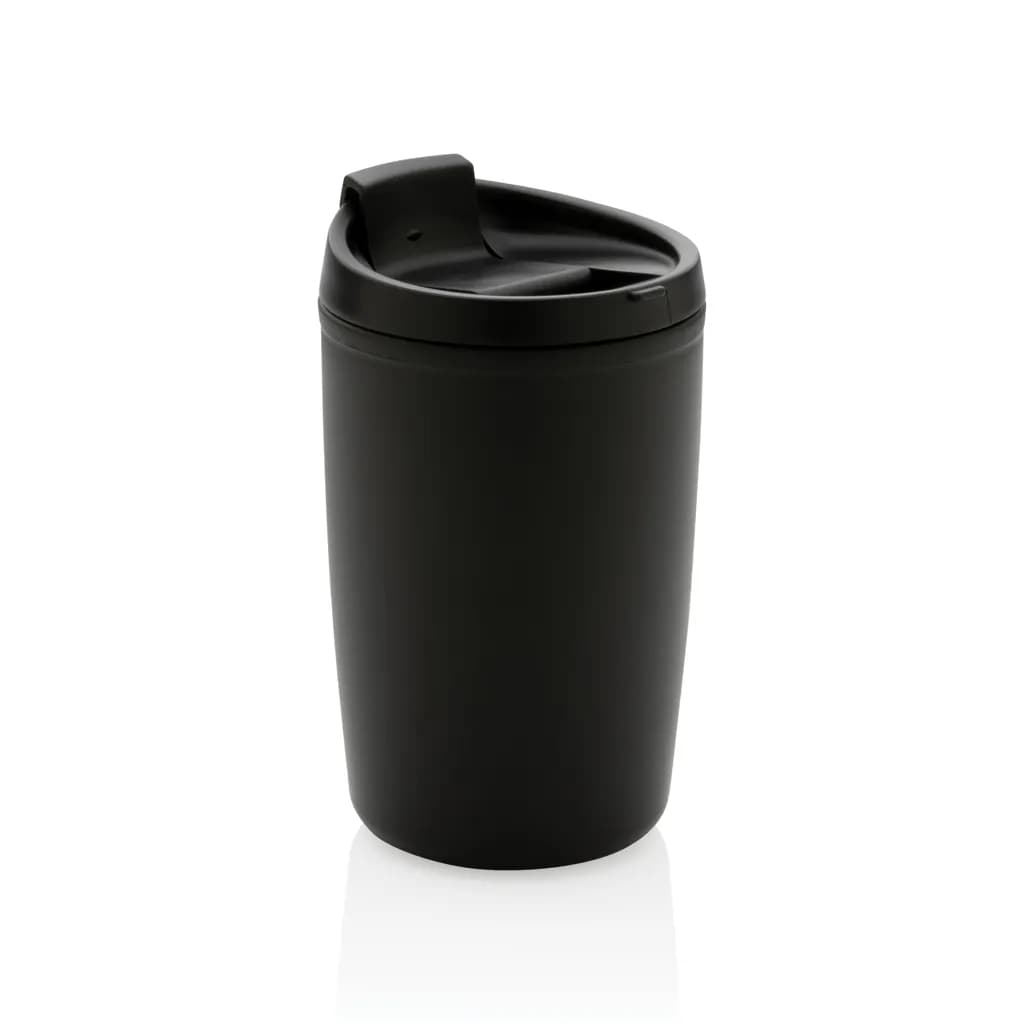 GRS recycelter PP-Becher mit Flip-Deckel - schwarz