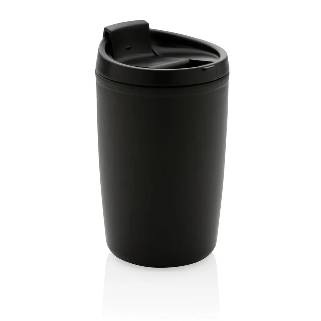 GRS recycelter PP-Becher mit Flip-Deckel - schwarz