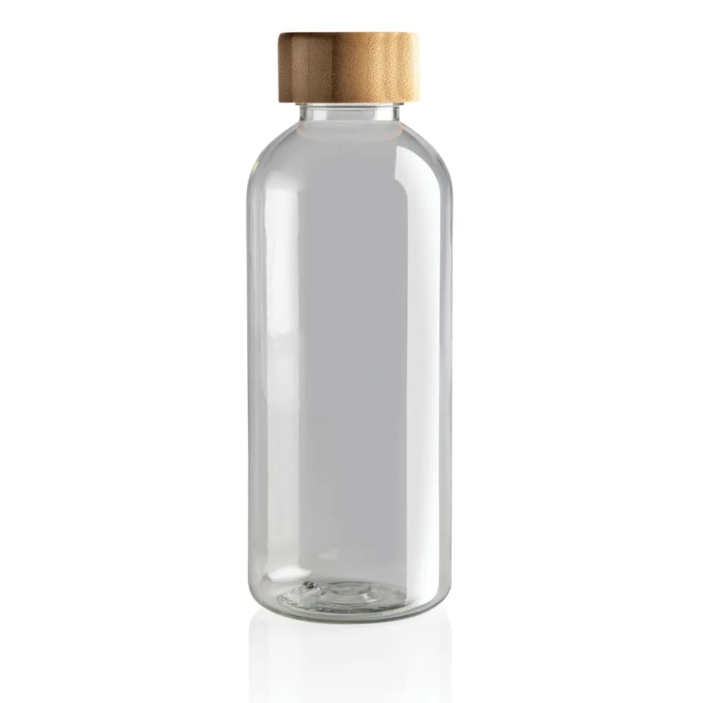RCS rPET Flasche mit Bambus-Deckel - transparent