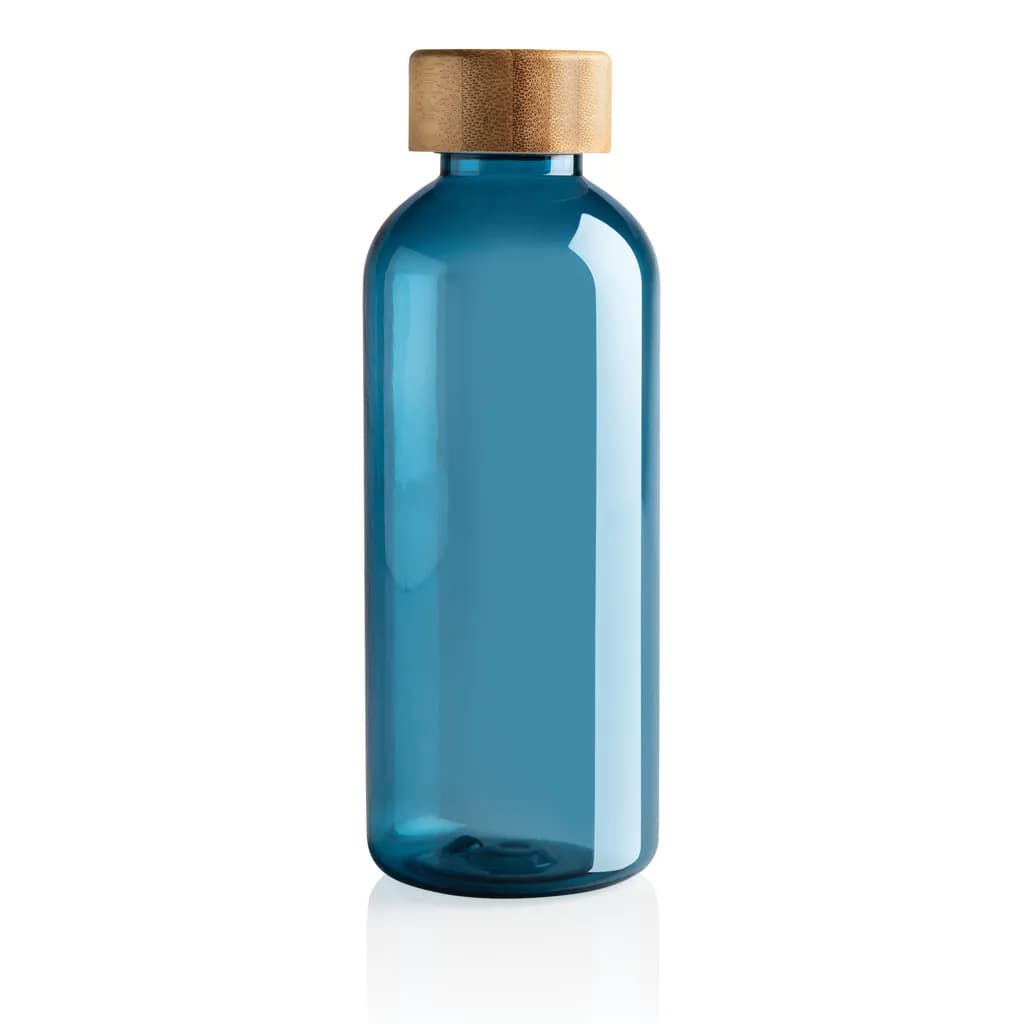 RCS rPET Flasche mit Bambus-Deckel - blau