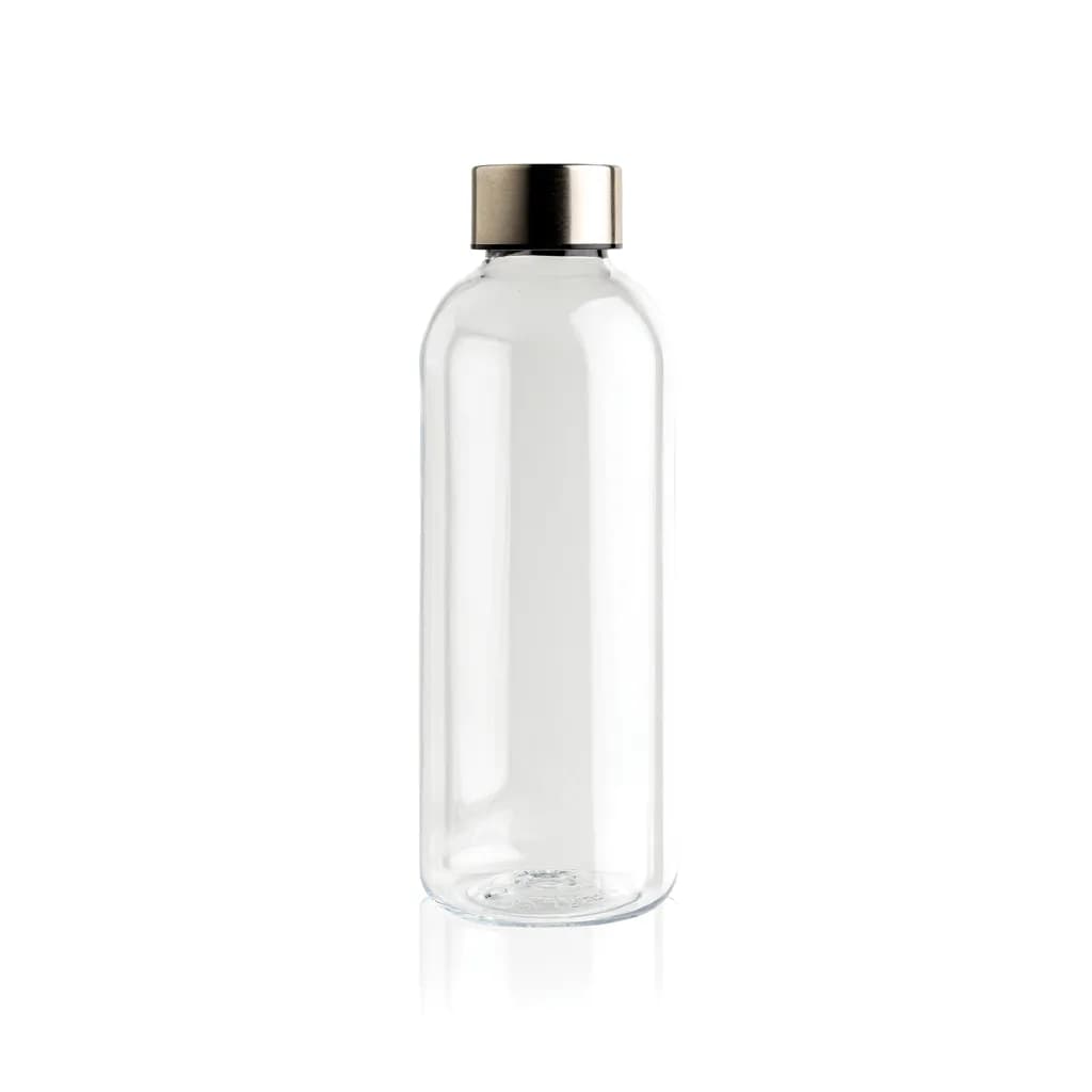 Auslaufsichere Trinkflasche mit Metalldeckel - transparent