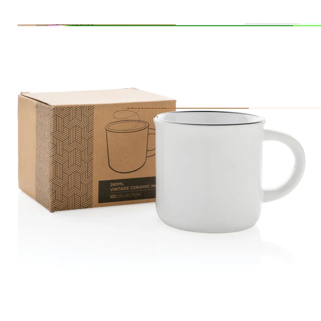 Vintage Keramiktasse, 280ml - weiß