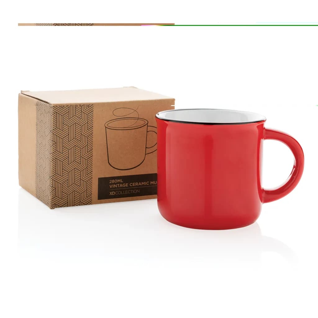 Vintage Keramiktasse, 280ml - rot