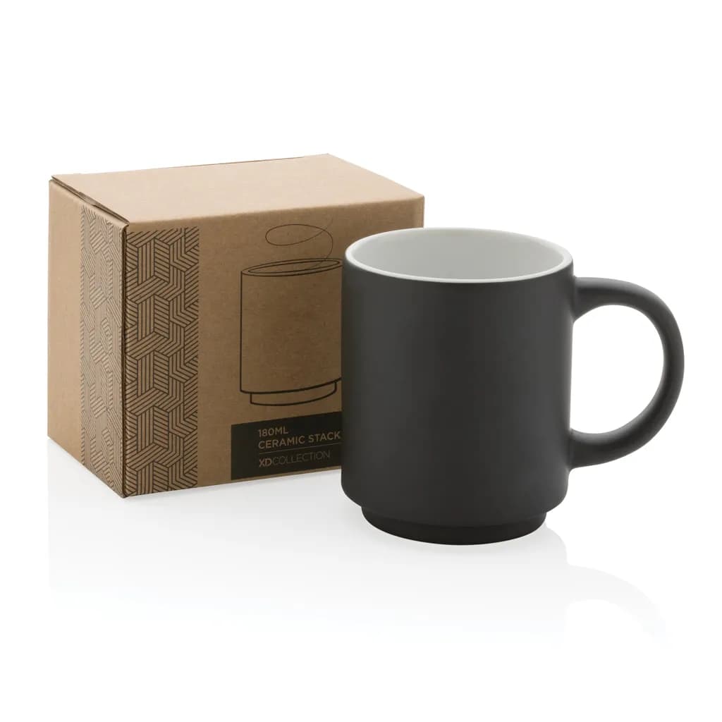Stapelbare Keramiktasse, 180ml - schwarz