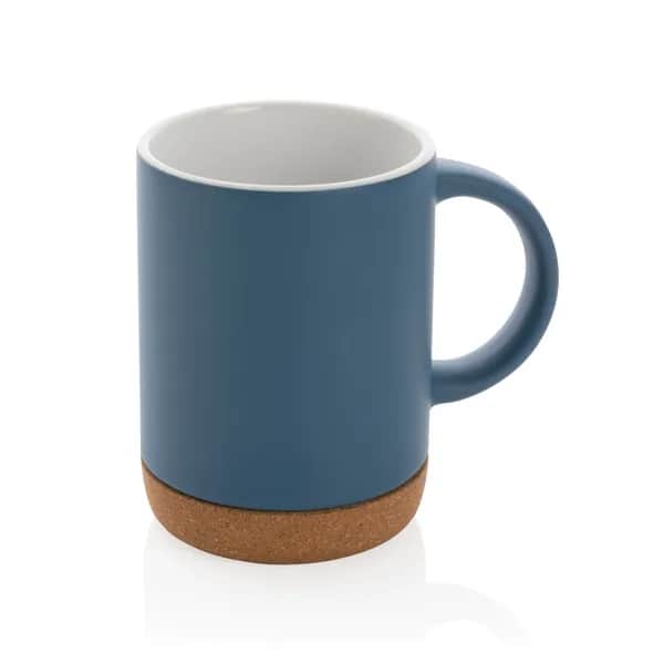 Keramikbecher mit Korkboden, 280ml - blau