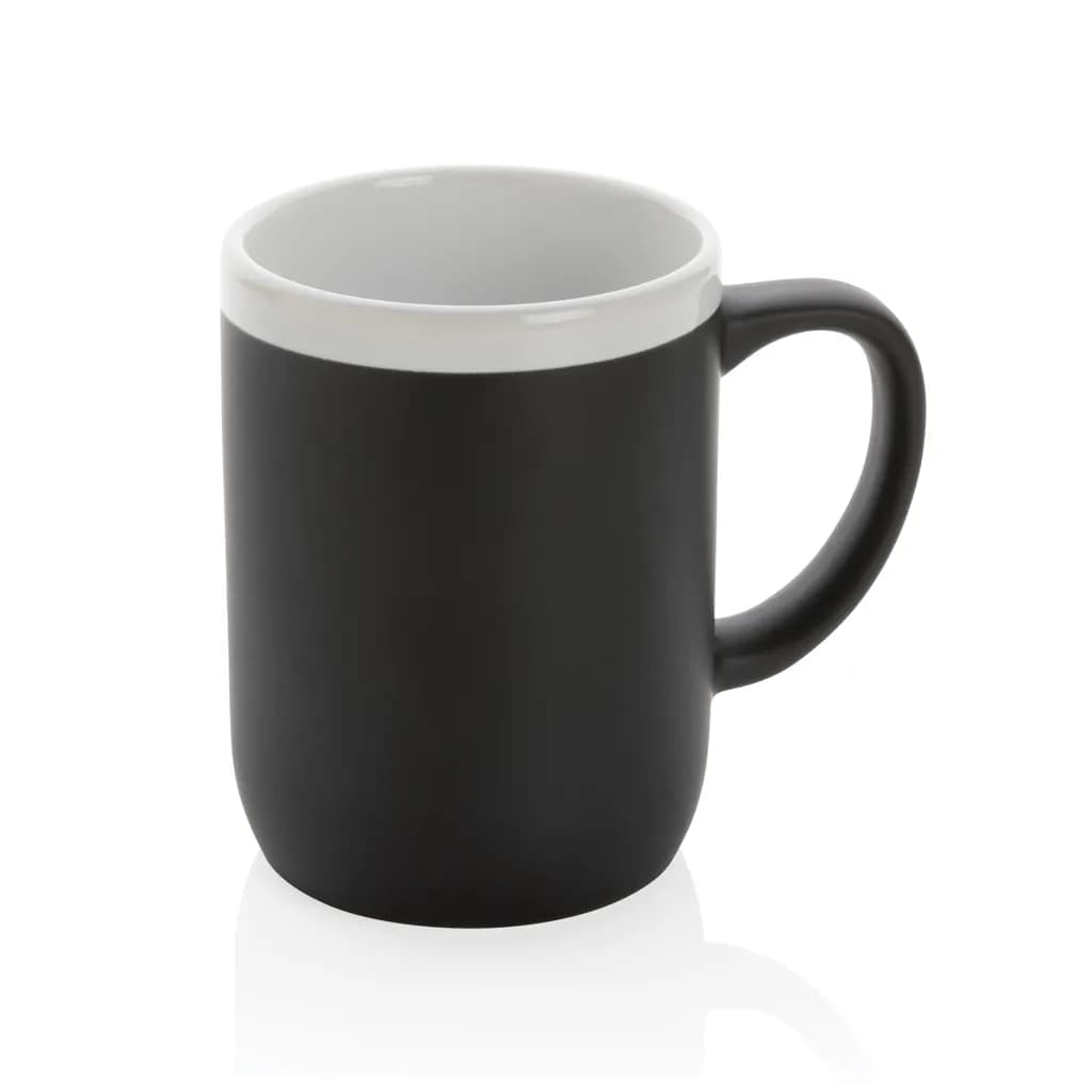 Keramiktasse mit weißem Rand, 300ml - schwarz