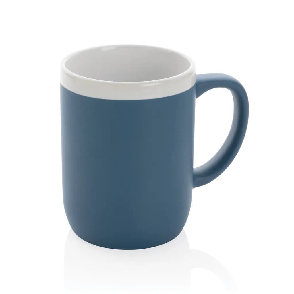 Keramiktasse mit weißem Rand, 300ml - blau