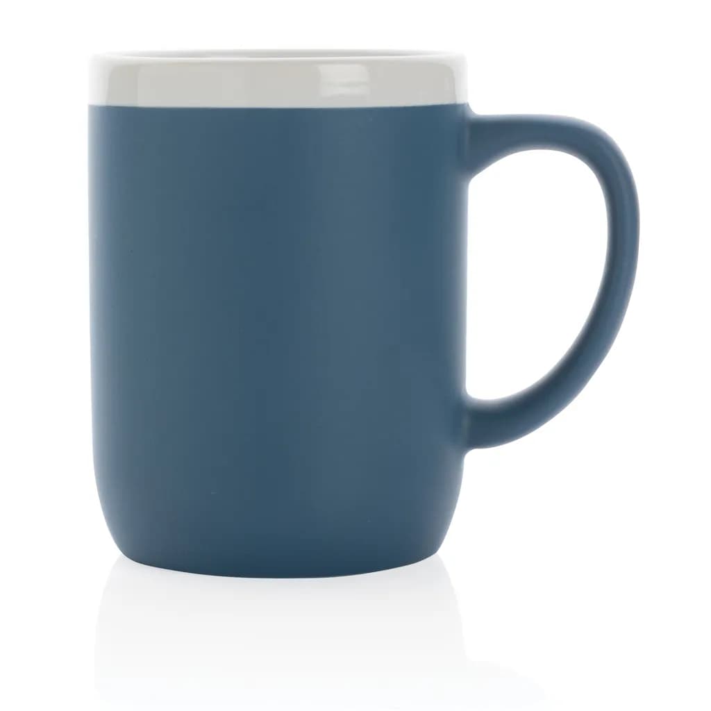 Keramiktasse mit weißem Rand, 300ml - blau