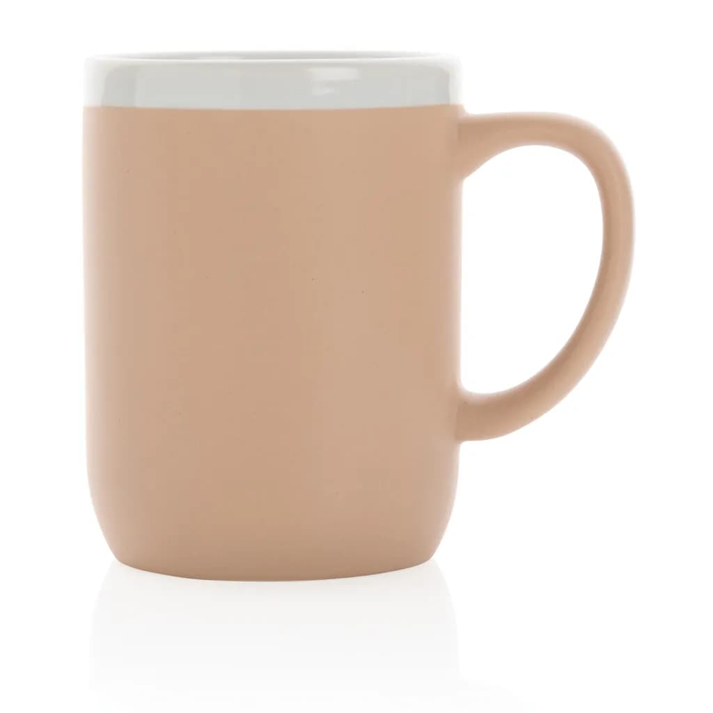 Keramiktasse mit weißem Rand, 300ml - braun
